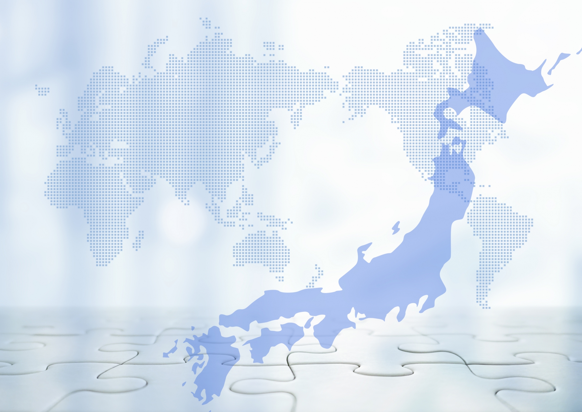 日本地図とパズルピース